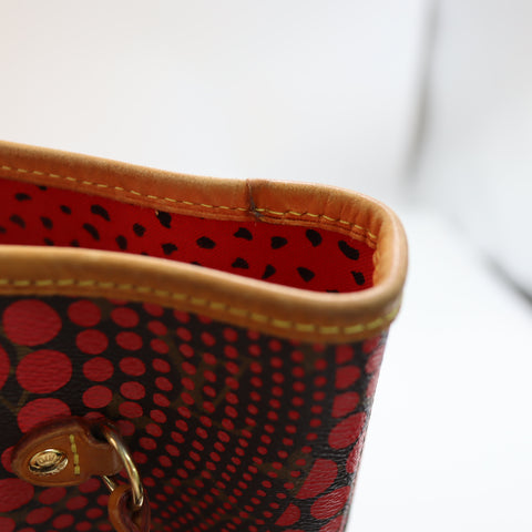 Pre-Owned #72764 Louis Vuitton Monogram wave Neverfull MM Kusama Yayoi Red M40686