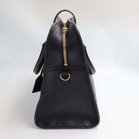 Pre-Owned #SF32411 Saint Laurent Paris Cabas 2Way Shoulder Handbag Leather Black 357395