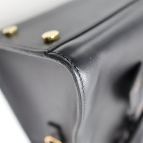 Pre-Owned #SF32411 Saint Laurent Paris Cabas 2Way Shoulder Handbag Leather Black 357395