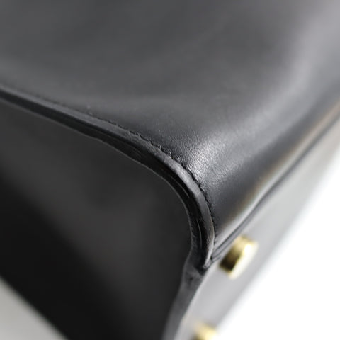 Pre-Owned #SF32411 Saint Laurent Paris Cabas 2Way Shoulder Handbag Leather Black 357395