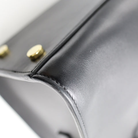 Pre-Owned #SF32411 Saint Laurent Paris Cabas 2Way Shoulder Handbag Leather Black 357395