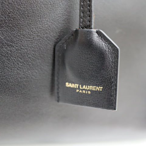 Pre-Owned #SF32411 Saint Laurent Paris Cabas 2Way Shoulder Handbag Leather Black 357395