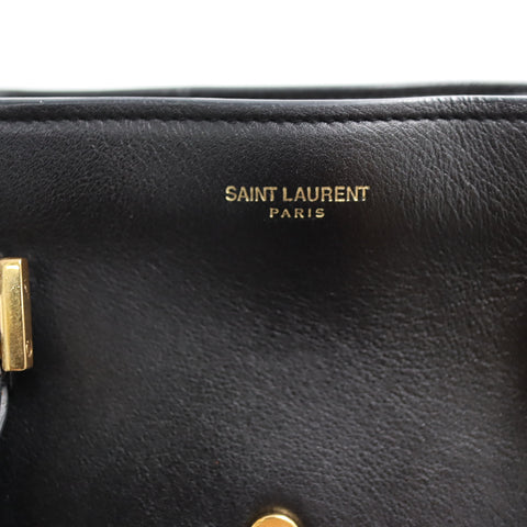 Pre-Owned #SF32411 Saint Laurent Paris Cabas 2Way Shoulder Handbag Leather Black 357395