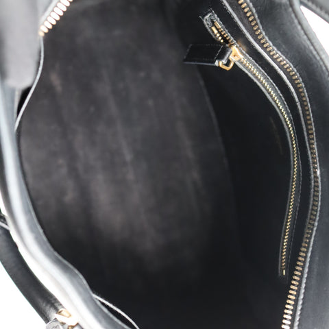 Pre-Owned #SF32411 Saint Laurent Paris Cabas 2Way Shoulder Handbag Leather Black 357395