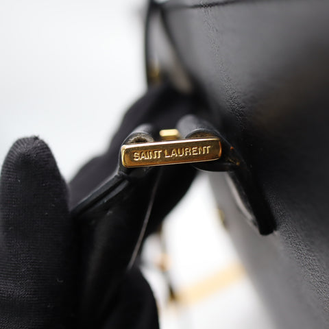 Pre-Owned #SF32411 Saint Laurent Paris Cabas 2Way Shoulder Handbag Leather Black 357395