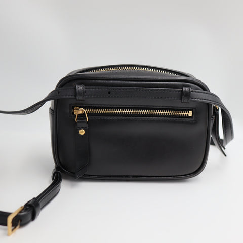 Pre-Owned #SF32420 Saint Laurent YSL mini Lou Belt Shoulder Bag leather Black