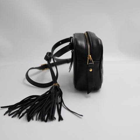 Pre-Owned #SF32420 Saint Laurent YSL mini Lou Belt Shoulder Bag leather Black