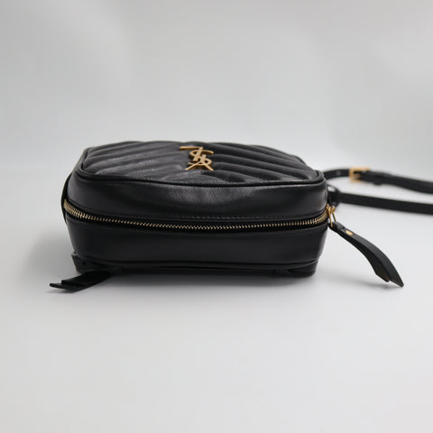 Pre-Owned #SF32420 Saint Laurent YSL mini Lou Belt Shoulder Bag leather Black