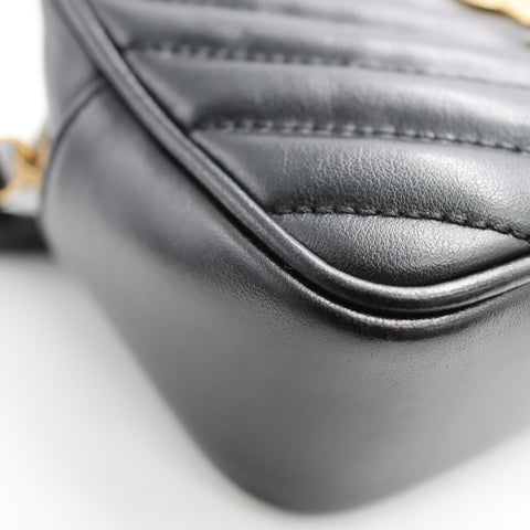 Pre-Owned #SF32420 Saint Laurent YSL mini Lou Belt Shoulder Bag leather Black