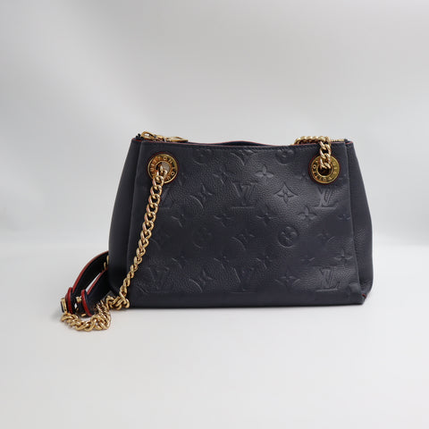 Pre-Owned #72765 Louis Vuitton Monogram Empreinte Surenne BB Chain Shoulder Bag M43750 Navy