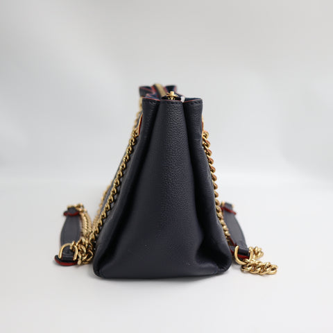 Pre-Owned #72765 Louis Vuitton Monogram Empreinte Surenne BB Chain Shoulder Bag M43750 Navy