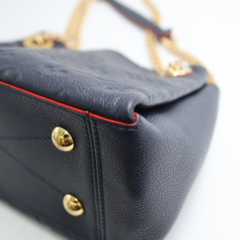 Pre-Owned #72765 Louis Vuitton Monogram Empreinte Surenne BB Chain Shoulder Bag M43750 Navy