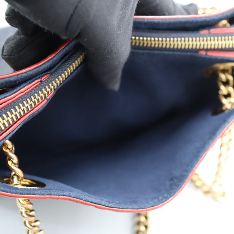 Pre-Owned #72765 Louis Vuitton Monogram Empreinte Surenne BB Chain Shoulder Bag M43750 Navy