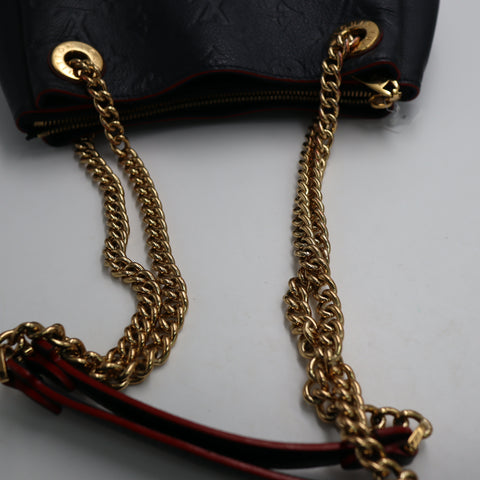 Pre-Owned #72765 Louis Vuitton Monogram Empreinte Surenne BB Chain Shoulder Bag M43750 Navy