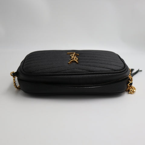 Pre-Owned #R08211 Saint Laurent Paris YSL Mini Bag Lou Chain Shoulder Bag in Black Leather