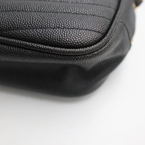 Pre-Owned #R08211 Saint Laurent Paris YSL Mini Bag Lou Chain Shoulder Bag in Black Leather
