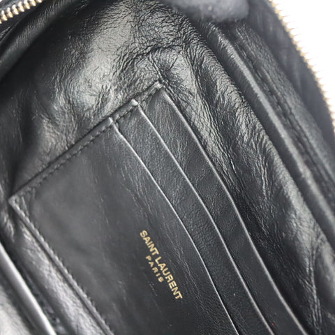 Pre-Owned #R08211 Saint Laurent Paris YSL Mini Bag Lou Chain Shoulder Bag in Black Leather