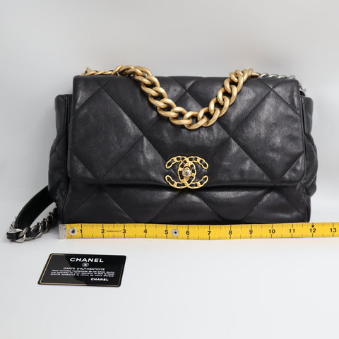 Pre-Owned #72766 CHANEL CC Chanel 19 Chain Hand Shoulder Bag Lambskin Leather AS1161