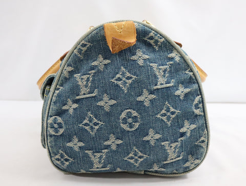 Pre-Owned #98196 Louis Vuitton Monogram Denim Neo Speedy Handbag Blue M95019