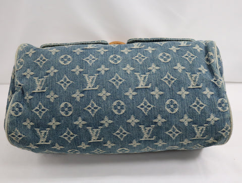 Pre-Owned #98196 Louis Vuitton Monogram Denim Neo Speedy Handbag Blue M95019