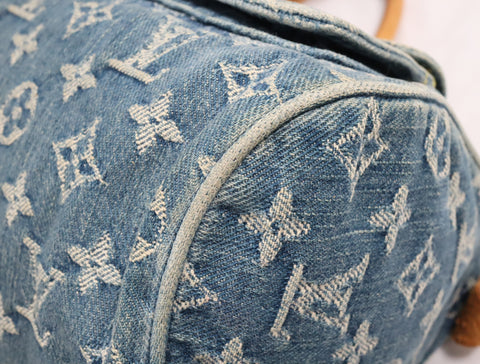 Pre-Owned #98196 Louis Vuitton Monogram Denim Neo Speedy Handbag Blue M95019