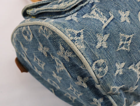 Pre-Owned #98196 Louis Vuitton Monogram Denim Neo Speedy Handbag Blue M95019
