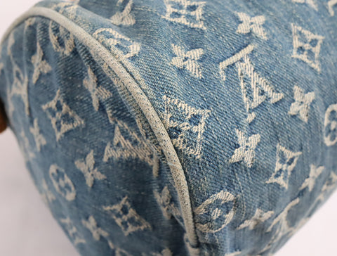 Pre-Owned #98196 Louis Vuitton Monogram Denim Neo Speedy Handbag Blue M95019