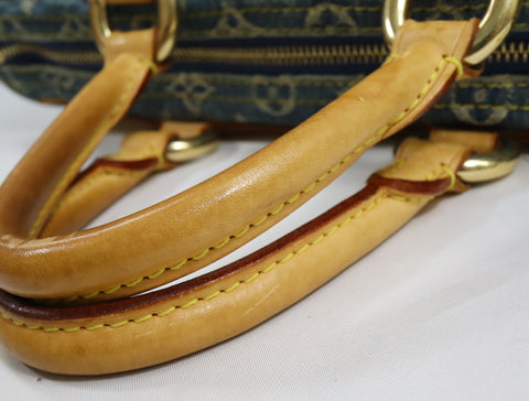 Pre-Owned #98196 Louis Vuitton Monogram Denim Neo Speedy Handbag Blue M95019