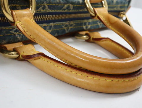 Pre-Owned #98196 Louis Vuitton Monogram Denim Neo Speedy Handbag Blue M95019