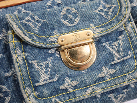 Pre-Owned #98196 Louis Vuitton Monogram Denim Neo Speedy Handbag Blue M95019