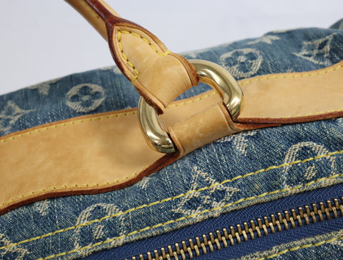Pre-Owned #98196 Louis Vuitton Monogram Denim Neo Speedy Handbag Blue M95019
