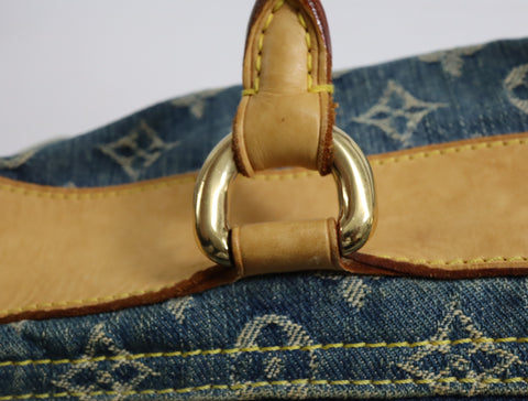 Pre-Owned #98196 Louis Vuitton Monogram Denim Neo Speedy Handbag Blue M95019