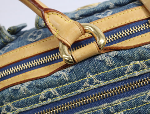 Pre-Owned #98196 Louis Vuitton Monogram Denim Neo Speedy Handbag Blue M95019
