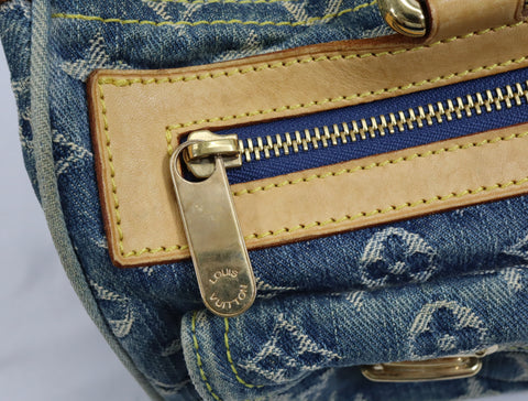Pre-Owned #98196 Louis Vuitton Monogram Denim Neo Speedy Handbag Blue M95019