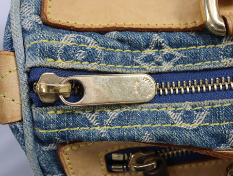 Pre-Owned #98196 Louis Vuitton Monogram Denim Neo Speedy Handbag Blue M95019