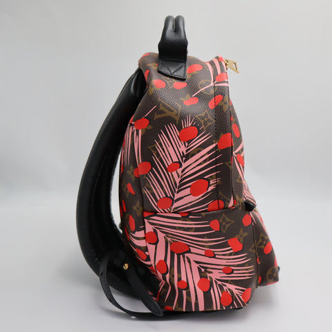 Pre-Owned #71086 Louis Vuitton Monogram Palm Springs PM Jungle dot Backpack Brown x Red M41981