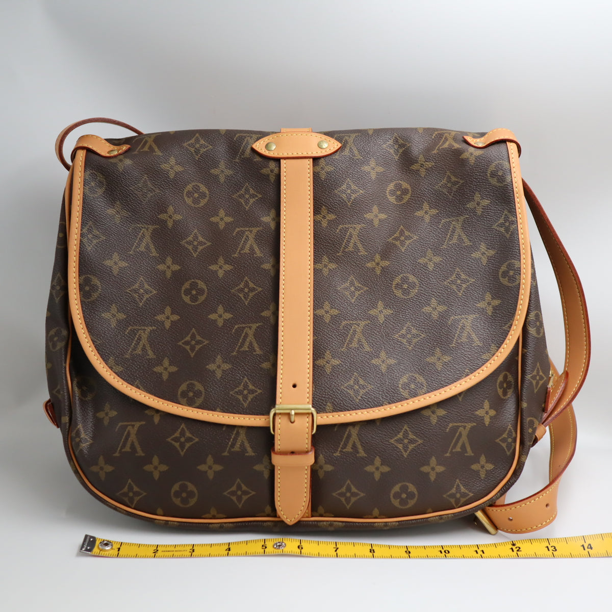 Pre-Owned #BP71439 Louis Vuitton Monogram Saumur 35 Crossbody Shoulder Bag Brown M42254