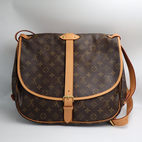 Pre-Owned #BP71439 Louis Vuitton Monogram Saumur 35 Crossbody Shoulder Bag Brown M42254