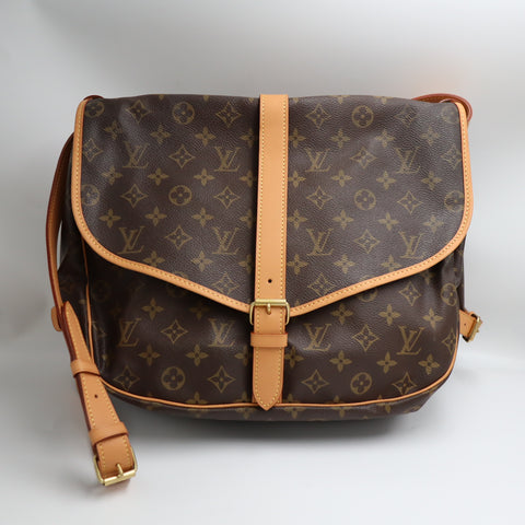 Pre-Owned #BP71439 Louis Vuitton Monogram Saumur 35 Crossbody Shoulder Bag Brown M42254