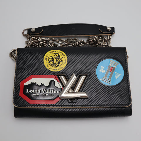 Pre-Owned #71088 Louis Vuitton Epi Portofeuille Twist Chain World Tour Black  Leather Chain Wallet M62007