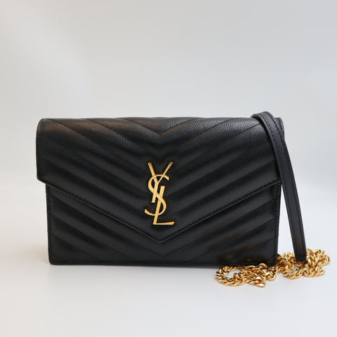 Pre-Owned #R7082504 Saint Laurent Cassandra Envelope Chain Shoulder Bag Black 742920