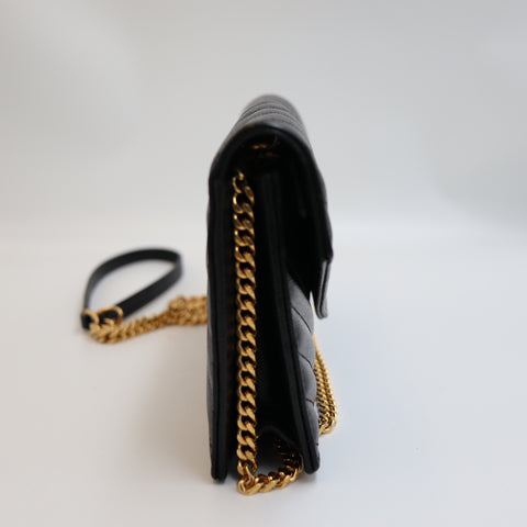 Pre-Owned #R7082504 Saint Laurent Cassandra Envelope Chain Shoulder Bag Black 742920