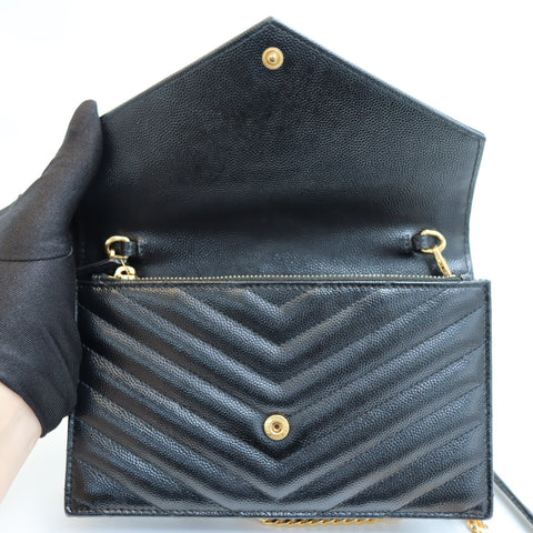 Pre-Owned #R7082504 Saint Laurent Cassandra Envelope Chain Shoulder Bag Black 742920