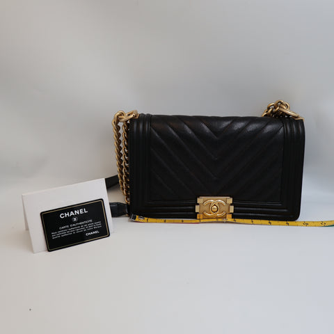 Pre-Owned #R7082507 CHANEL Boy Chanel Chain Shoulder Bag Black A67086