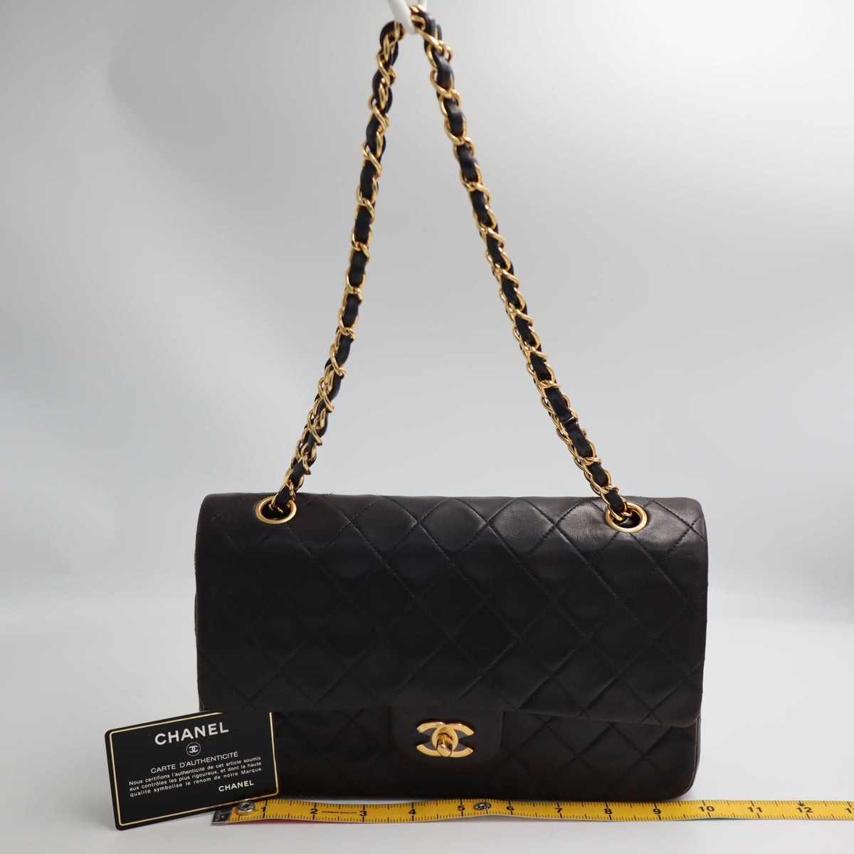 Pre-Owned #R7082502 CHANEL Matelasse Double Flap Chain Shoulder Bag Lambskin Black A01112