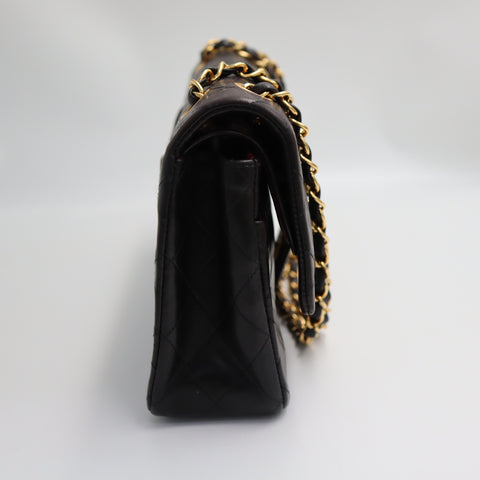Pre-Owned #R7082502 CHANEL Matelasse Double Flap Chain Shoulder Bag Lambskin Black A01112