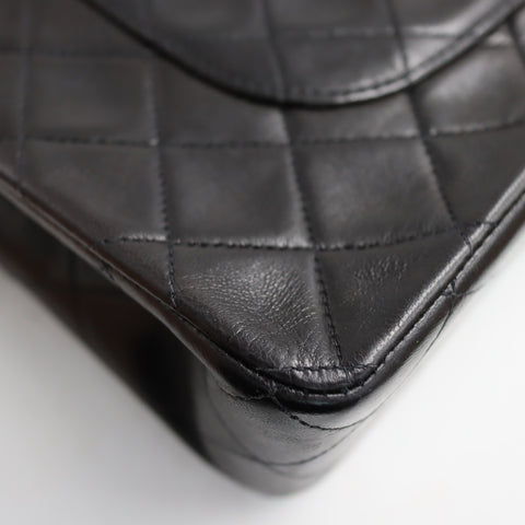 Pre-Owned #R7082502 CHANEL Matelasse Double Flap Chain Shoulder Bag Lambskin Black A01112