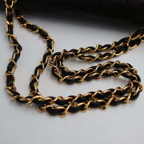 Pre-Owned #R7082502 CHANEL Matelasse Double Flap Chain Shoulder Bag Lambskin Black A01112