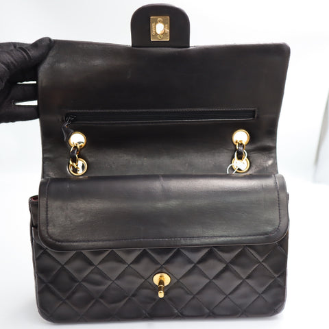 Pre-Owned #R7082502 CHANEL Matelasse Double Flap Chain Shoulder Bag Lambskin Black A01112