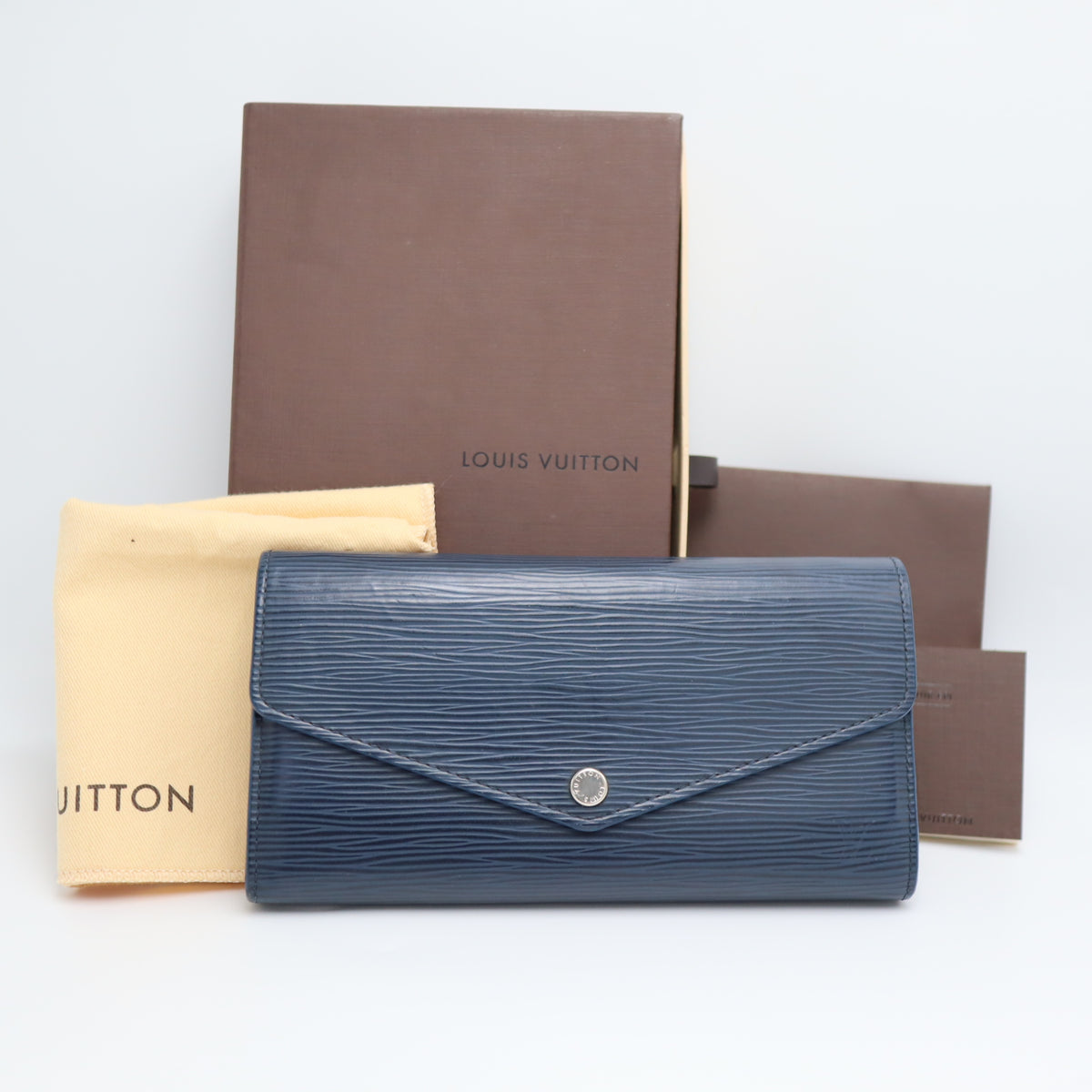 Pre-Owned #71097 Louis Vuitton Epi Portefeuille Sarah Indigo Blue Long Wallet Blue M60585